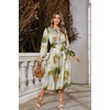 image:imageRVivimos Womens Long Sleeve Tie Dye Henley V Neck Button Up Loose Flowy Midi Dress with BeltArmy Green