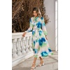 image:imageRVivimos Womens Long Sleeve Tie Dye Henley V Neck Button Up Loose Flowy Midi Dress with BeltBlue Green