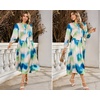 image:imageRVivimos Womens Long Sleeve Tie Dye Henley V Neck Button Up Loose Flowy Midi Dress with BeltBlue Green