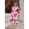 image:imageRVivimos Womens Long Sleeve Tie Dye Henley V Neck Button Up Loose Flowy Midi Dress with BeltFuchsia