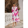 image:imageRVivimos Womens Long Sleeve Tie Dye Henley V Neck Button Up Loose Flowy Midi Dress with BeltFuchsia