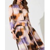 image:imageRVivimos Womens Long Sleeve Tie Dye Henley V Neck Button Up Loose Flowy Midi Dress with BeltWhite Purple