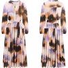 image:imageRVivimos Womens Long Sleeve Tie Dye Henley V Neck Button Up Loose Flowy Midi Dress with BeltWhite Purple