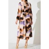 image:imageRVivimos Womens Long Sleeve Tie Dye Henley V Neck Button Up Loose Flowy Midi Dress with BeltWhite Purple