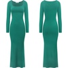 image:imageRVivimos Womens Maxi Lounge Dress Long Sleeve Square Neck Elastic Ribbed Knit Sexy Bodycon DressGreen