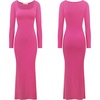 image:imageRVivimos Womens Maxi Lounge Dress Long Sleeve Square Neck Elastic Ribbed Knit Sexy Bodycon DressHotpink