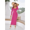 image:imageRVivimos Womens Maxi Lounge Dress Long Sleeve Square Neck Elastic Ribbed Knit Sexy Bodycon DressHotpink