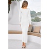 image:imageRVivimos Womens Maxi Lounge Dress Long Sleeve Square Neck Elastic Ribbed Knit Sexy Bodycon DressWhite