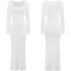 image:imageRVivimos Womens Maxi Lounge Dress Long Sleeve Square Neck Elastic Ribbed Knit Sexy Bodycon DressWhite