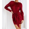 image:imageRVivimos Womens Satin Dress Long Sleeve Casual Wrap Ruched Tie Waist Party Mini DressBurgundy