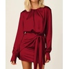 image:imageRVivimos Womens Satin Dress Long Sleeve Casual Wrap Ruched Tie Waist Party Mini DressBurgundy