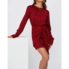 image:imageRVivimos Womens Satin Dress Long Sleeve Casual Wrap Ruched Tie Waist Party Mini DressBurgundy