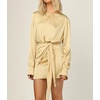 image:imageRVivimos Womens Satin Dress Long Sleeve Casual Wrap Ruched Tie Waist Party Mini DressChampagne