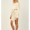 image:imageRVivimos Womens Satin Dress Long Sleeve Casual Wrap Ruched Tie Waist Party Mini DressCream
