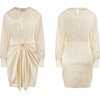 image:imageRVivimos Womens Satin Dress Long Sleeve Casual Wrap Ruched Tie Waist Party Mini DressCream