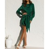 image:imageRVivimos Womens Satin Dress Long Sleeve Casual Wrap Ruched Tie Waist Party Mini DressGreen