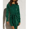 image:imageRVivimos Womens Satin Dress Long Sleeve Casual Wrap Ruched Tie Waist Party Mini DressGreen