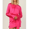 image:imageRVivimos Womens Satin Dress Long Sleeve Casual Wrap Ruched Tie Waist Party Mini DressHotpink