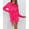 image:imageRVivimos Womens Satin Dress Long Sleeve Casual Wrap Ruched Tie Waist Party Mini DressHotpink