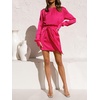image:imageRVivimos Womens Satin Dress Long Sleeve Casual Wrap Ruched Tie Waist Party Mini DressHotpink