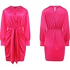 image:imageRVivimos Womens Satin Dress Long Sleeve Casual Wrap Ruched Tie Waist Party Mini DressHotpink