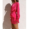 image:imageRVivimos Womens Satin Dress Long Sleeve Casual Wrap Ruched Tie Waist Party Mini DressHotpink