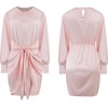 image:imageRVivimos Womens Satin Dress Long Sleeve Casual Wrap Ruched Tie Waist Party Mini DressLightpink