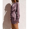 image:imageRVivimos Womens Satin Dress Long Sleeve Casual Wrap Ruched Tie Waist Party Mini DressMauve
