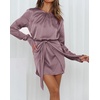 image:imageRVivimos Womens Satin Dress Long Sleeve Casual Wrap Ruched Tie Waist Party Mini DressMauve