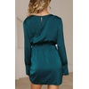 image:imageRVivimos Womens Satin Dress Long Sleeve Casual Wrap Ruched Tie Waist Party Mini DressTealblue