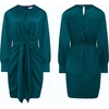 image:imageRVivimos Womens Satin Dress Long Sleeve Casual Wrap Ruched Tie Waist Party Mini DressTealblue