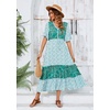 image:imageRVivimos Womens Short Sleeve V Neck Cotton Beach Floral Buttons Midi DressesGreen