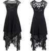 image:imageRVivimos Womens Sleeveless Backless Asymmetrical Layered Lace Long Dress with Slip Two PiecesBlack