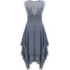 image:imageRVivimos Womens Sleeveless Backless Asymmetrical Layered Lace Long Dress with Slip Two PiecesGrey