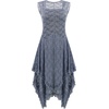 image:imageRVivimos Womens Sleeveless Backless Asymmetrical Layered Lace Long Dress with Slip Two PiecesGrey