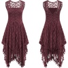 image:imageRVivimos Womens Sleeveless Backless Asymmetrical Layered Lace Long Dress with Slip Two PiecesMaroon