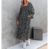 image:imageRVivimos Womens Square Neck Long Sleeve Midi Dress Casual Floral Backless ALine Flowy Pockets Long Dresses with BeltBlack