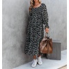 image:imageRVivimos Womens Square Neck Long Sleeve Midi Dress Casual Floral Backless ALine Flowy Pockets Long Dresses with BeltBlack