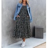image:imageRVivimos Womens Square Neck Long Sleeve Midi Dress Casual Floral Backless ALine Flowy Pockets Long Dresses with BeltBlack