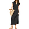 image:imageRVivimos Womens Summer 2026 Cotton Cap Sleeve V Neck Empire Waist Casual Midi Dress with PocketsBlack