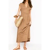 image:imageRVivimos Womens Summer 2026 Cotton Cap Sleeve V Neck Empire Waist Casual Midi Dress with PocketsKhaki