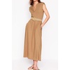 image:imageRVivimos Womens Summer 2026 Cotton Cap Sleeve V Neck Empire Waist Casual Midi Dress with PocketsKhaki