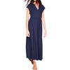 image:imageRVivimos Womens Summer 2026 Cotton Cap Sleeve V Neck Empire Waist Casual Midi Dress with PocketsNavy Blue