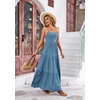 image:imageRVivimos Womens Summer Adjustable Spaghetti Strap Flowy Maxi Dress Boho Bow Tie Back Sexy Backless Ruffle Tiered Long DressBlue