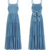 image:imageRVivimos Womens Summer Adjustable Spaghetti Strap Flowy Maxi Dress Boho Bow Tie Back Sexy Backless Ruffle Tiered Long DressBlue