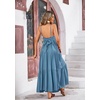 image:imageRVivimos Womens Summer Adjustable Spaghetti Strap Flowy Maxi Dress Boho Bow Tie Back Sexy Backless Ruffle Tiered Long DressBlue