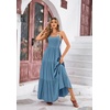 image:imageRVivimos Womens Summer Adjustable Spaghetti Strap Flowy Maxi Dress Boho Bow Tie Back Sexy Backless Ruffle Tiered Long DressBlue