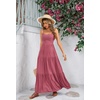 image:imageRVivimos Womens Summer Adjustable Spaghetti Strap Flowy Maxi Dress Boho Bow Tie Back Sexy Backless Ruffle Tiered Long DressDarkpink