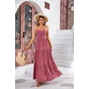 image:imageRVivimos Womens Summer Adjustable Spaghetti Strap Flowy Maxi Dress Boho Bow Tie Back Sexy Backless Ruffle Tiered Long DressDarkpink