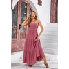 image:imageRVivimos Womens Summer Adjustable Spaghetti Strap Flowy Maxi Dress Boho Bow Tie Back Sexy Backless Ruffle Tiered Long DressDarkpink